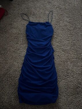 Hello Molly Royal Blue Ruched Mini Dress